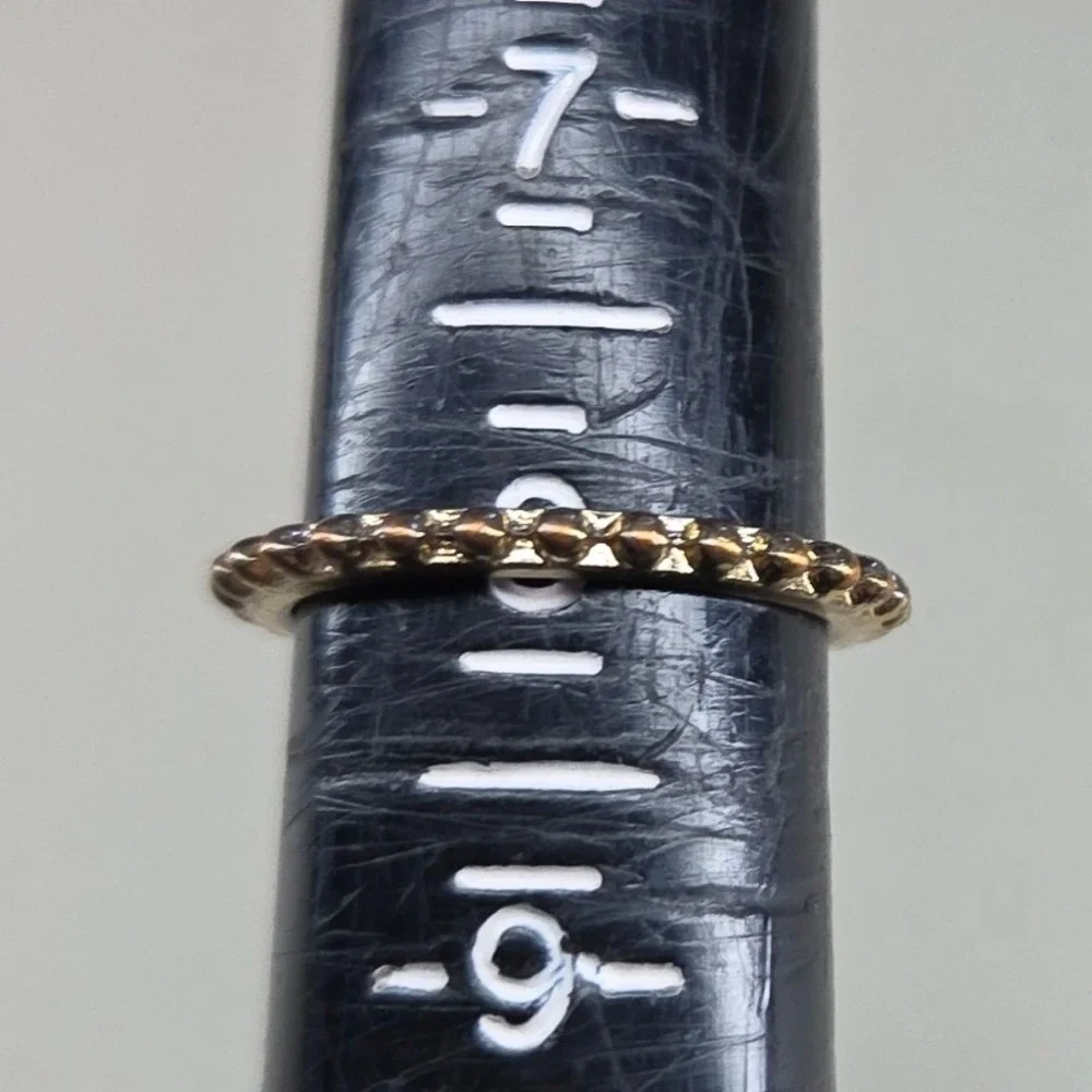 Gold Tone‎ Beaded Eternity Band Ring Textured Stackable Minimalist Size 8